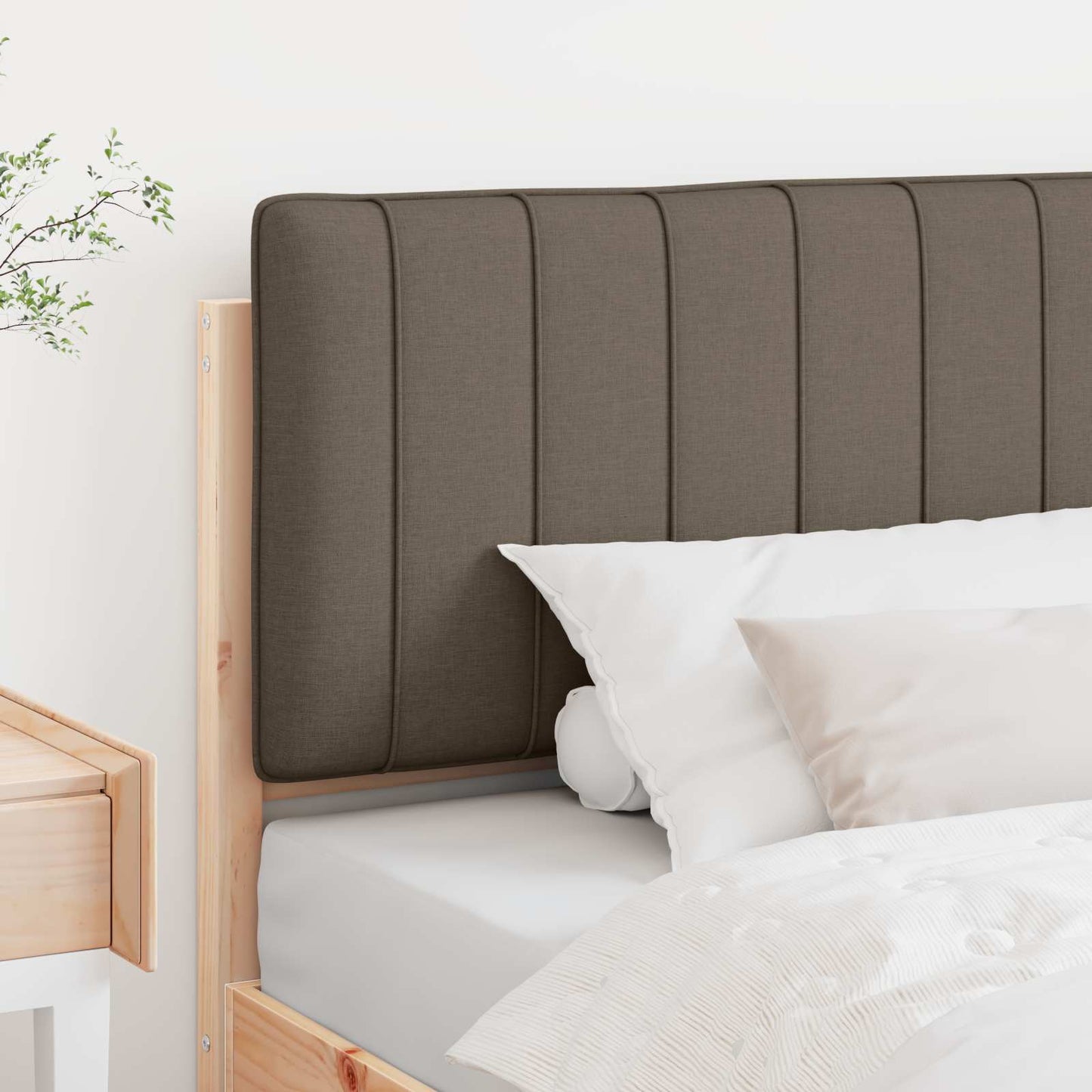 Testiera imbottita Marrone e taupe 100 cm Pino massello