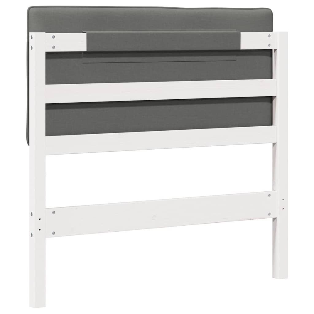 Testiera imbottita Bianco e grigio chiaro 75 cm Pino massello