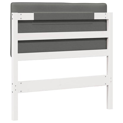 Testiera imbottita Bianco e grigio chiaro 75 cm Pino massello