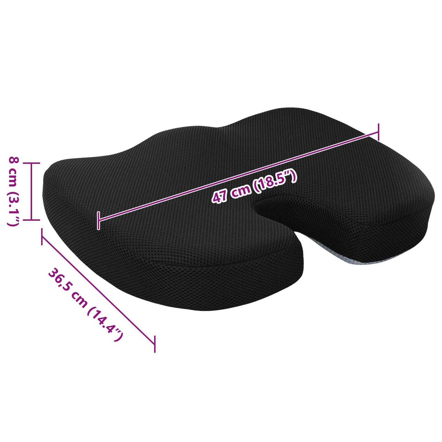 Cuscino per la seduta Nero 47 x 36,5 x 8 cm Schiuma Memory | homemem39