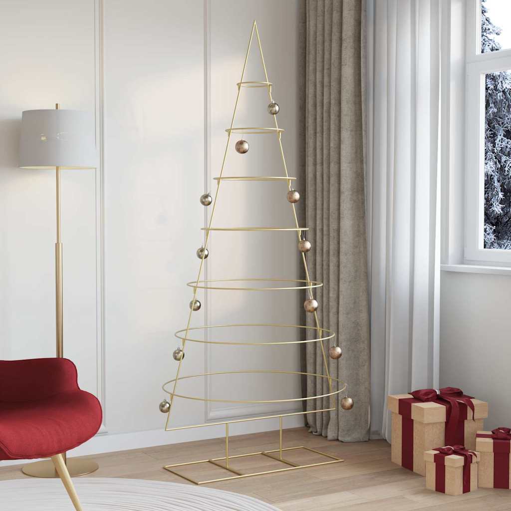 Albero di Natale in metallo con supporto Oro 210 cm