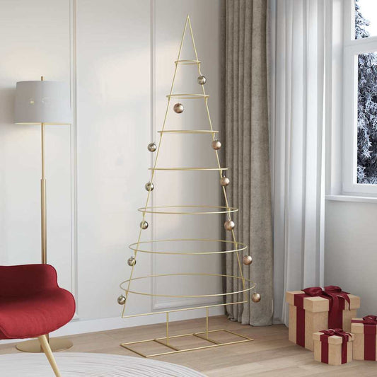 Albero di Natale in metallo con supporto Oro 210 cm