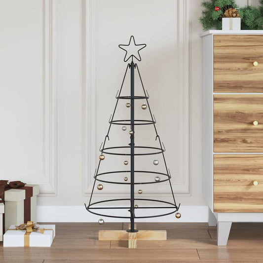 Albero a Cono di Natale con supporto Nero 90 cm Acciaio