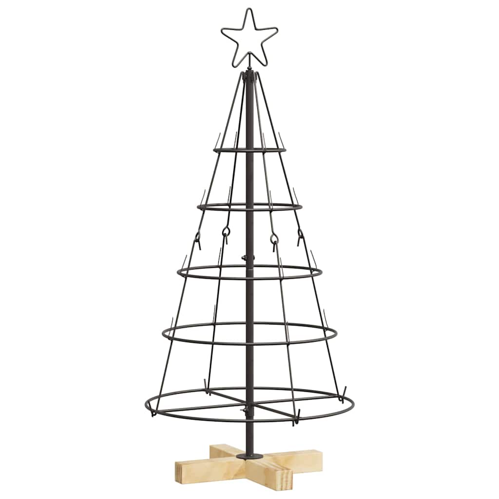 Albero a Cono di Natale con supporto Nero 90 cm Acciaio