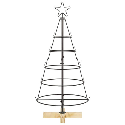 Albero a Cono di Natale con supporto Nero 90 cm Acciaio