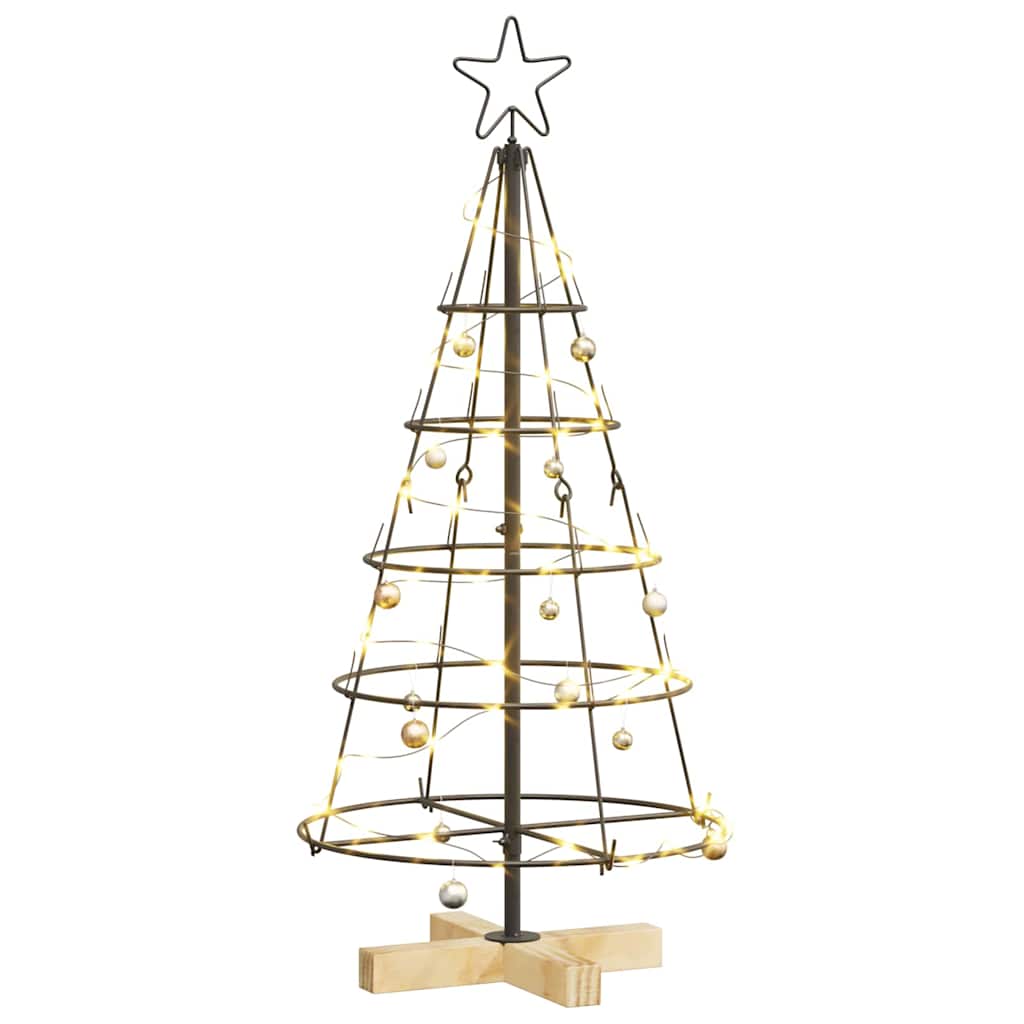Albero a Cono di Natale con supporto Nero 90 cm Acciaio