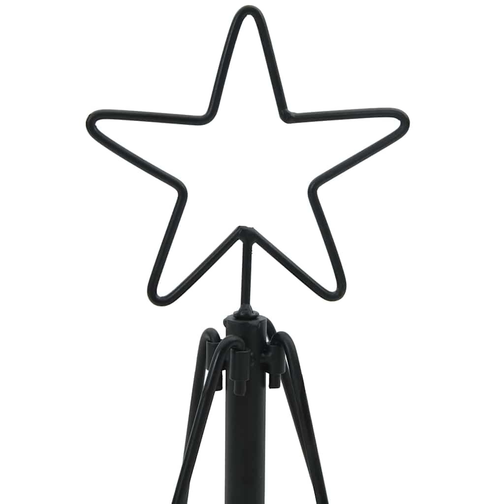 Albero a Cono di Natale con supporto Nero 125 cm Acciaio