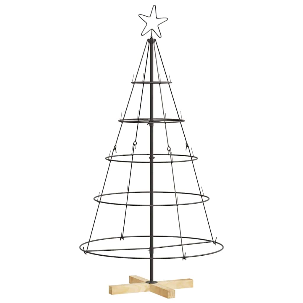 Albero a Cono di Natale con supporto Nero 125 cm Acciaio