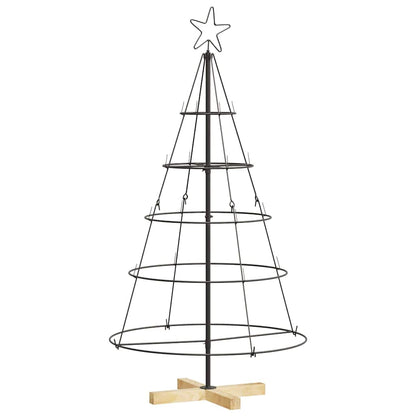 Albero a Cono di Natale con supporto Nero 125 cm Acciaio