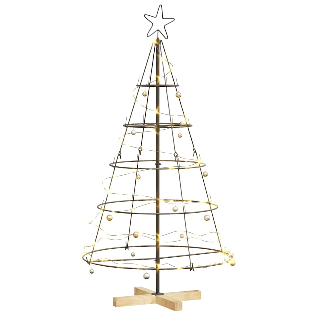 Albero a Cono di Natale con supporto Nero 125 cm Acciaio