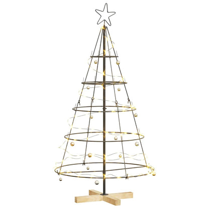 Albero a Cono di Natale con supporto Nero 125 cm Acciaio