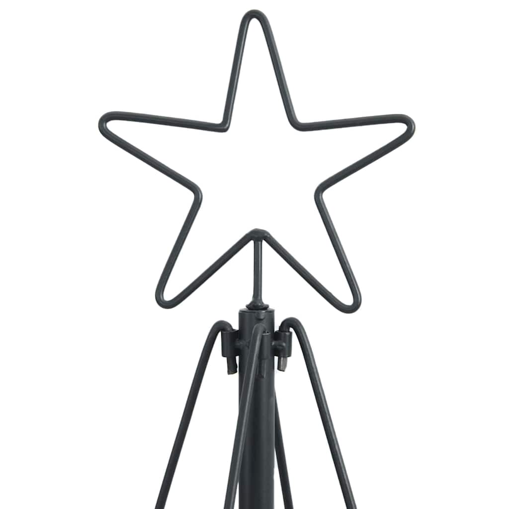 Albero a Cono di Natale con supporto Nero 150 cm Acciaio