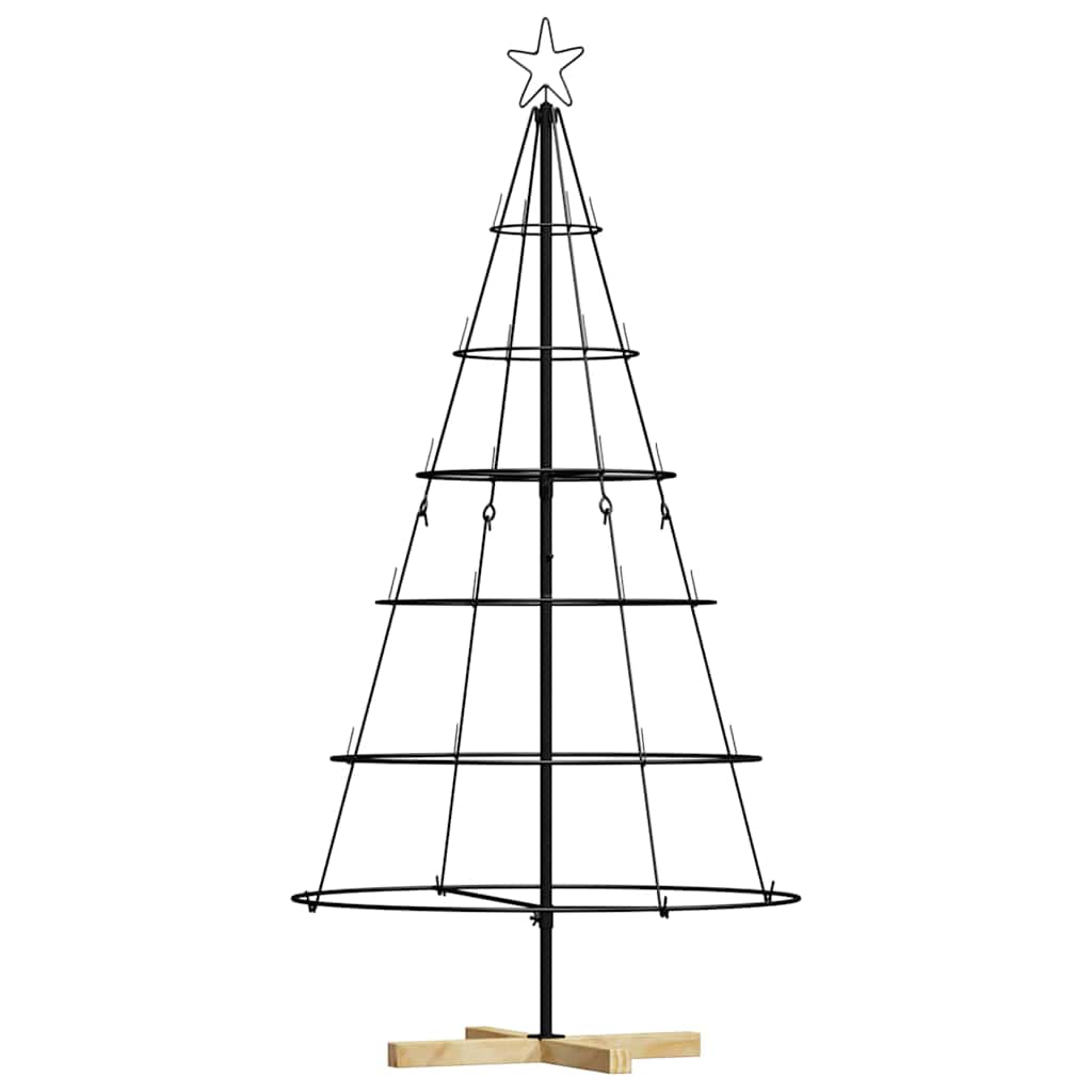 Albero a Cono di Natale con supporto Nero 150 cm Acciaio