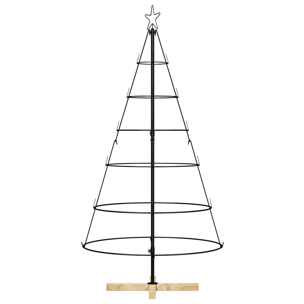 Albero a Cono di Natale con supporto Nero 150 cm Acciaio