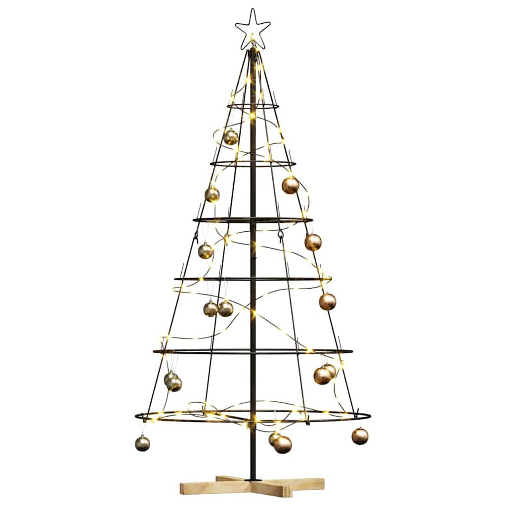 Albero a Cono di Natale con supporto Nero 150 cm Acciaio