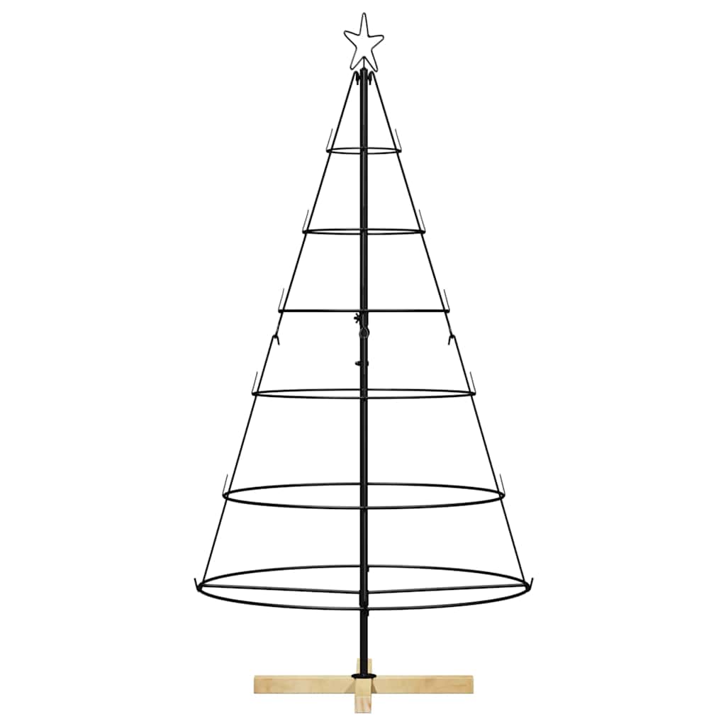 Albero a Cono di Natale con supporto Nero 150 cm Acciaio