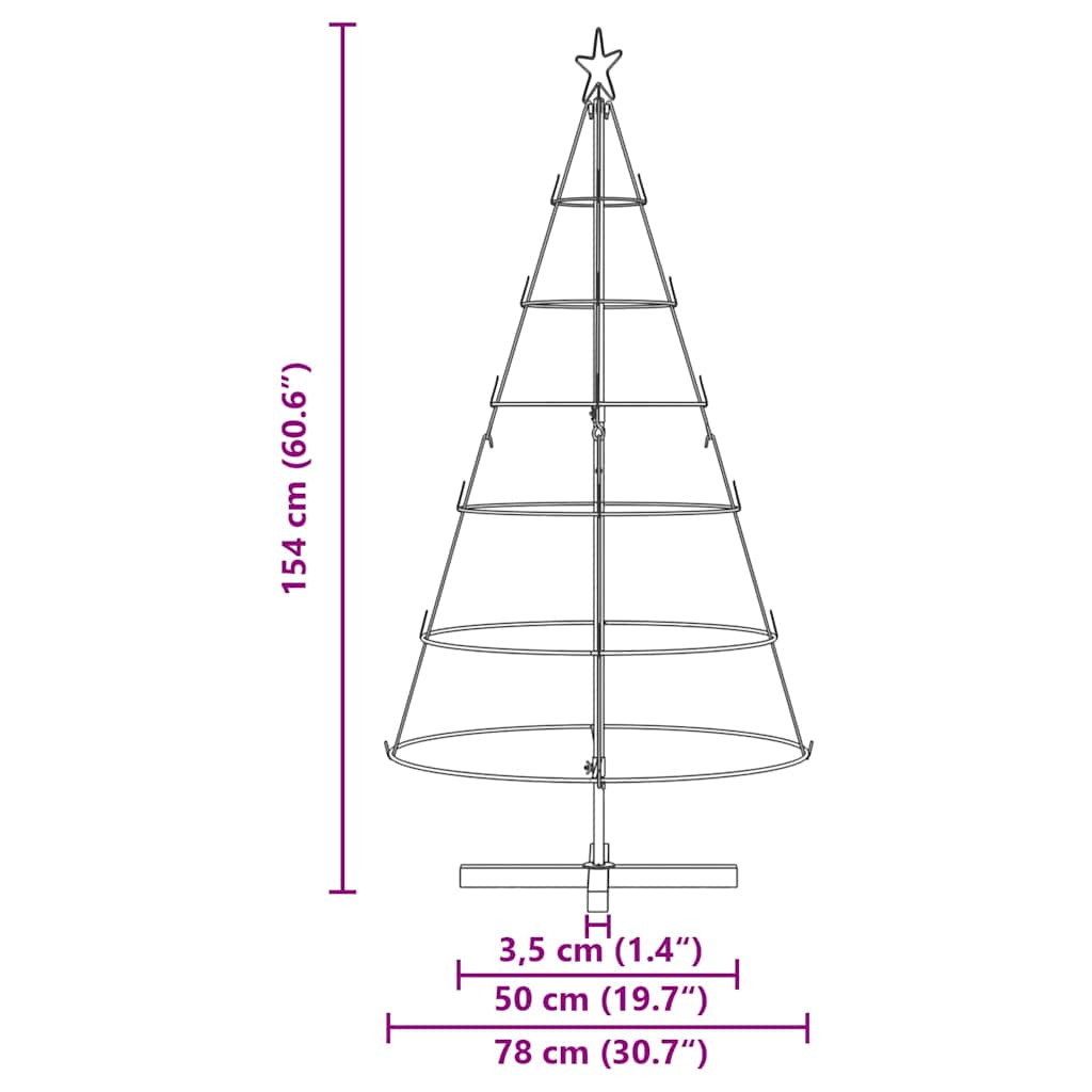 Albero a Cono di Natale con supporto Nero 150 cm Acciaio