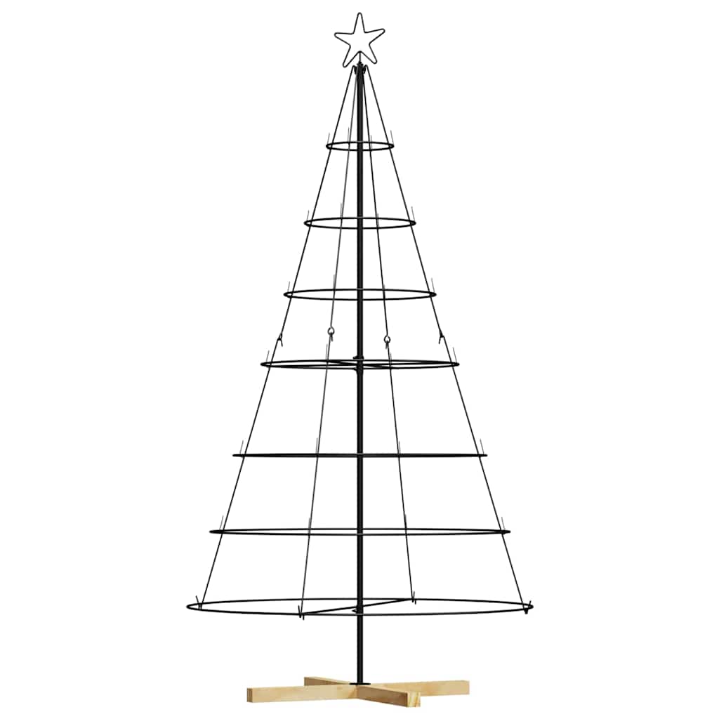 Albero a Cono di Natale con supporto Nero 180 cm Acciaio