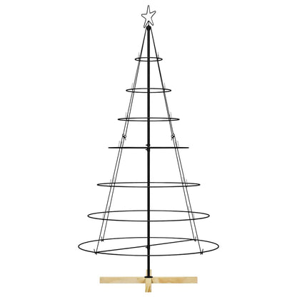 Albero a Cono di Natale con supporto Nero 180 cm Acciaio