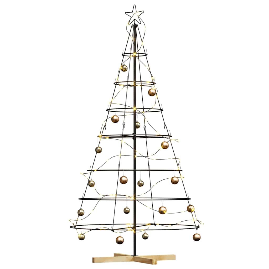 Albero a Cono di Natale con supporto Nero 180 cm Acciaio