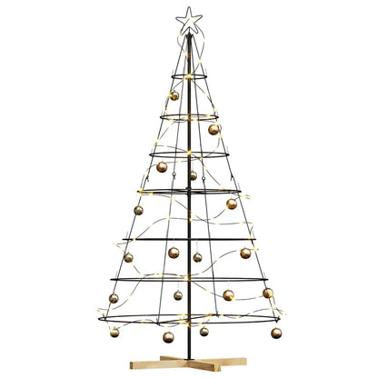 Albero a Cono di Natale con supporto Nero 180 cm Acciaio