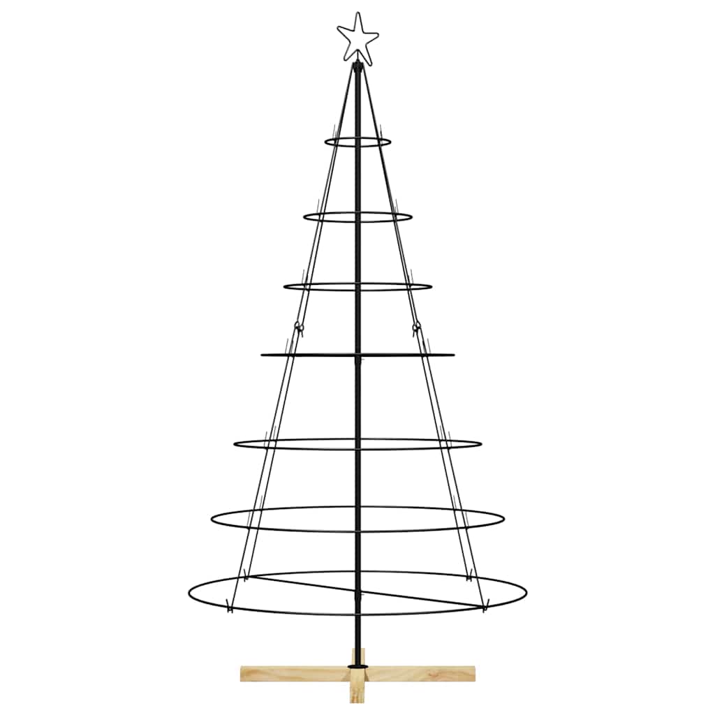 Albero a Cono di Natale con supporto Nero 180 cm Acciaio