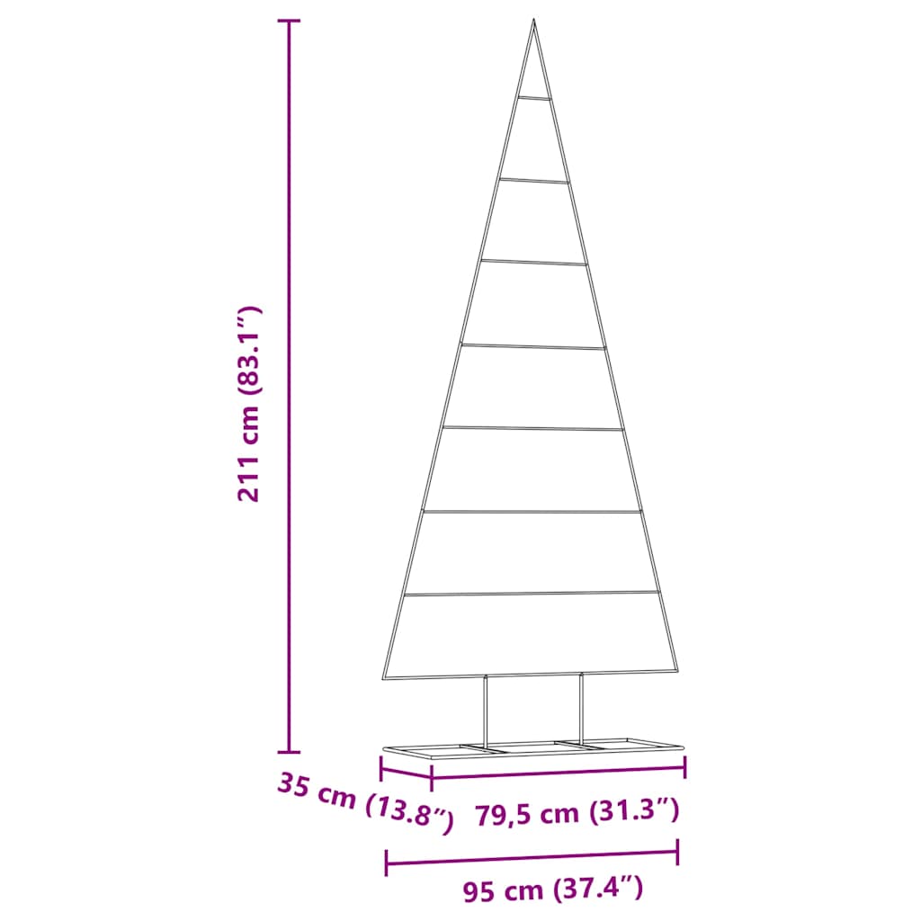 Albero di Natale in metallo con supporto Oro 210 cm