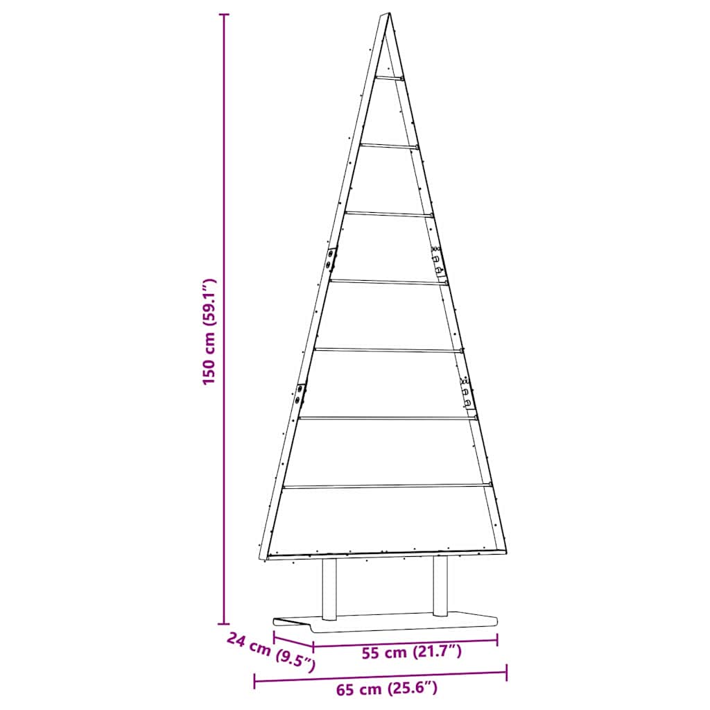 Albero di Natale in metallo con supporto Nero 150 cm Acciaio