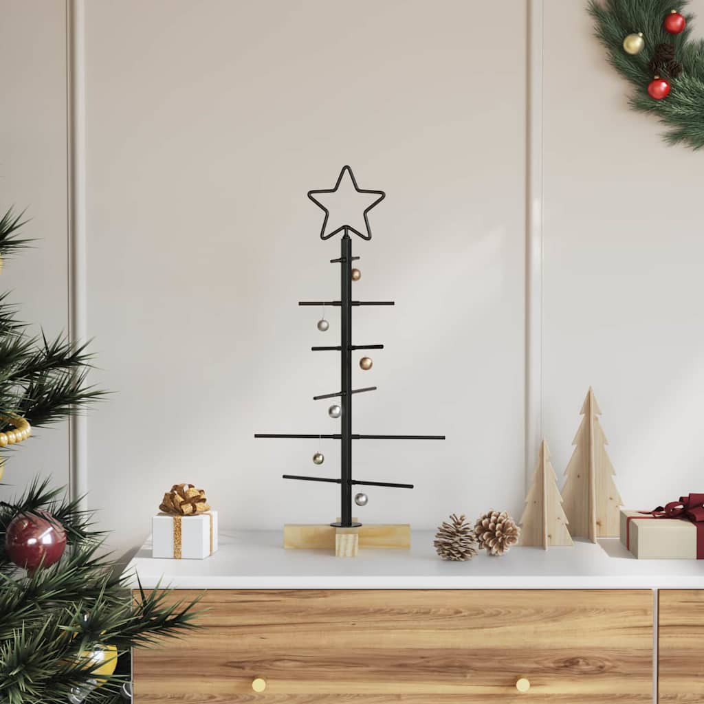 Albero di Natale in metallo con supporto Nero 60 cm