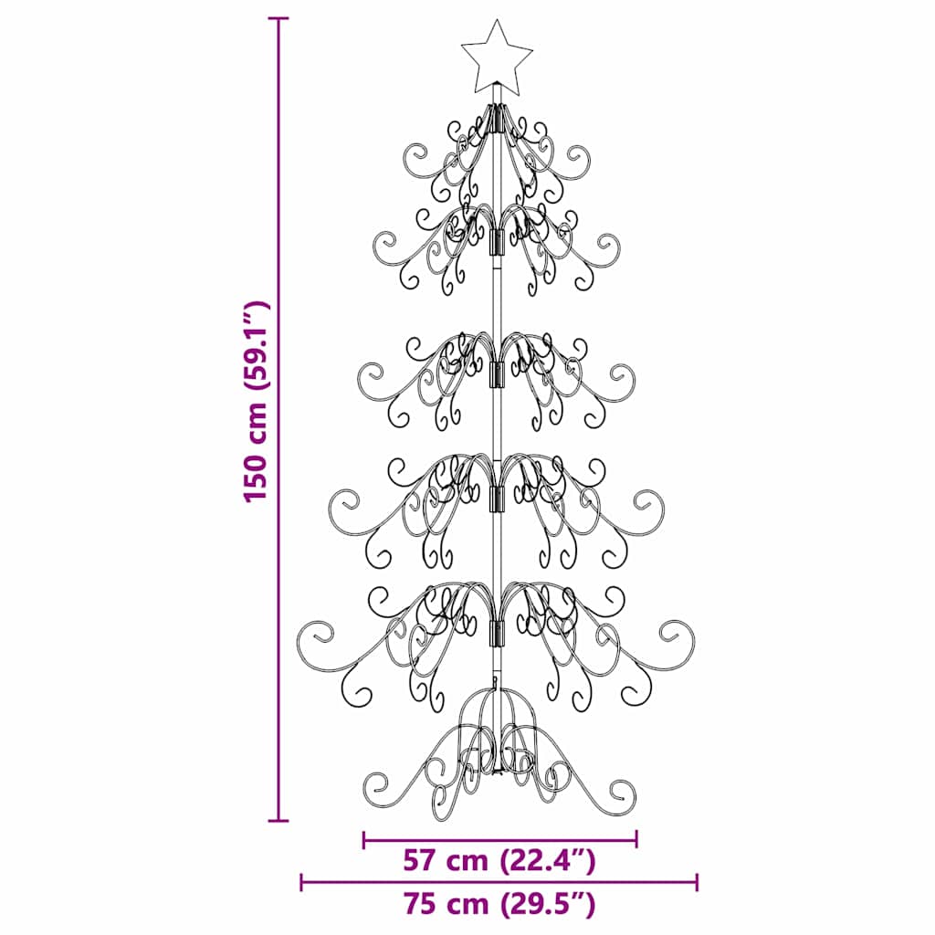 Albero di Natale in metallo con supporto Oro 150 cm
