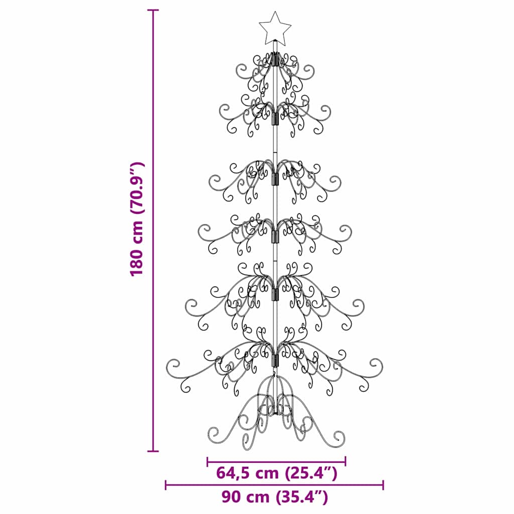 Albero di Natale in metallo con supporto Oro 180 cm