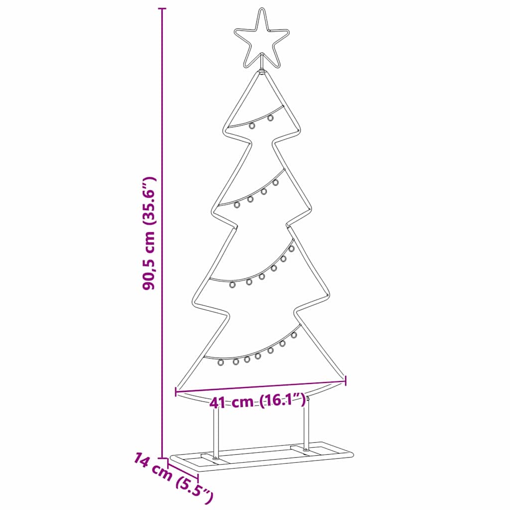 Albero di Natale in metallo con supporto Nero 90 cm Acciaio
