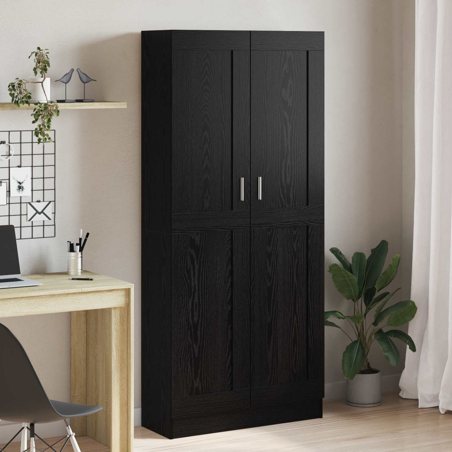 Armadio per Libri Rovere Nero 82,5 x 30,5 x 185 cm