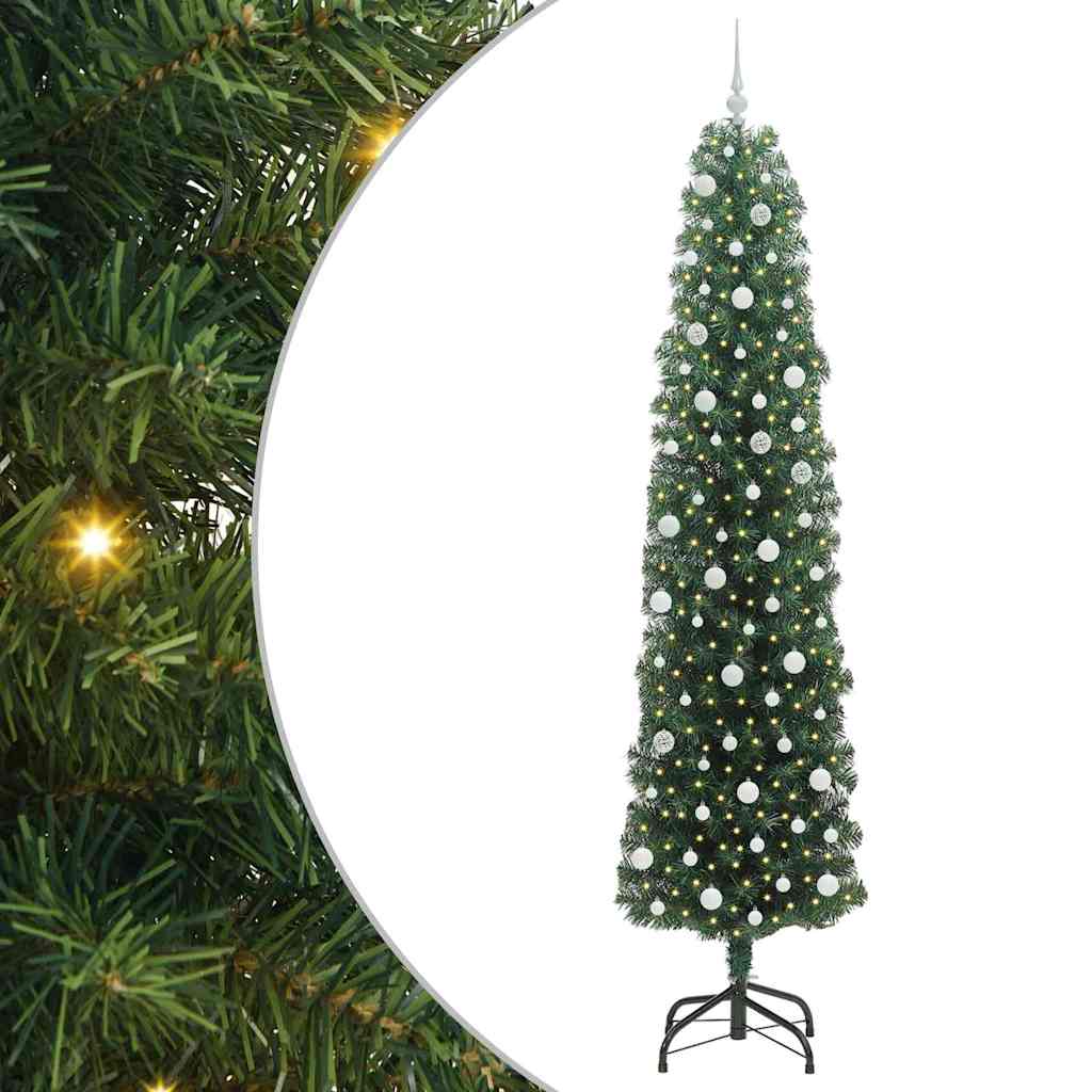 Albero di Natale artificiale con 300 LED Verde 240 cm | homemem39