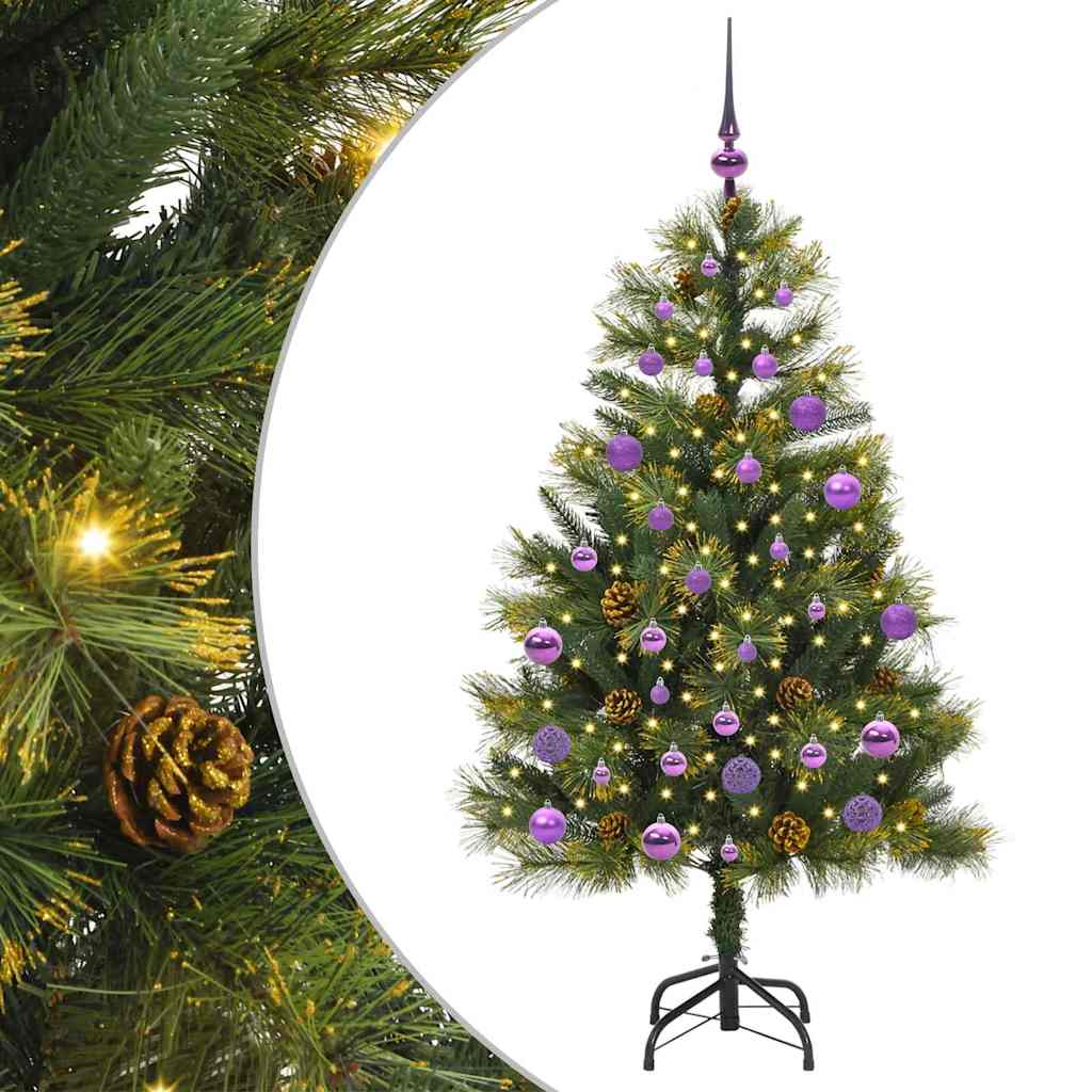 Albero di Natale artificiale pieghevole con coni Verde 150 cm