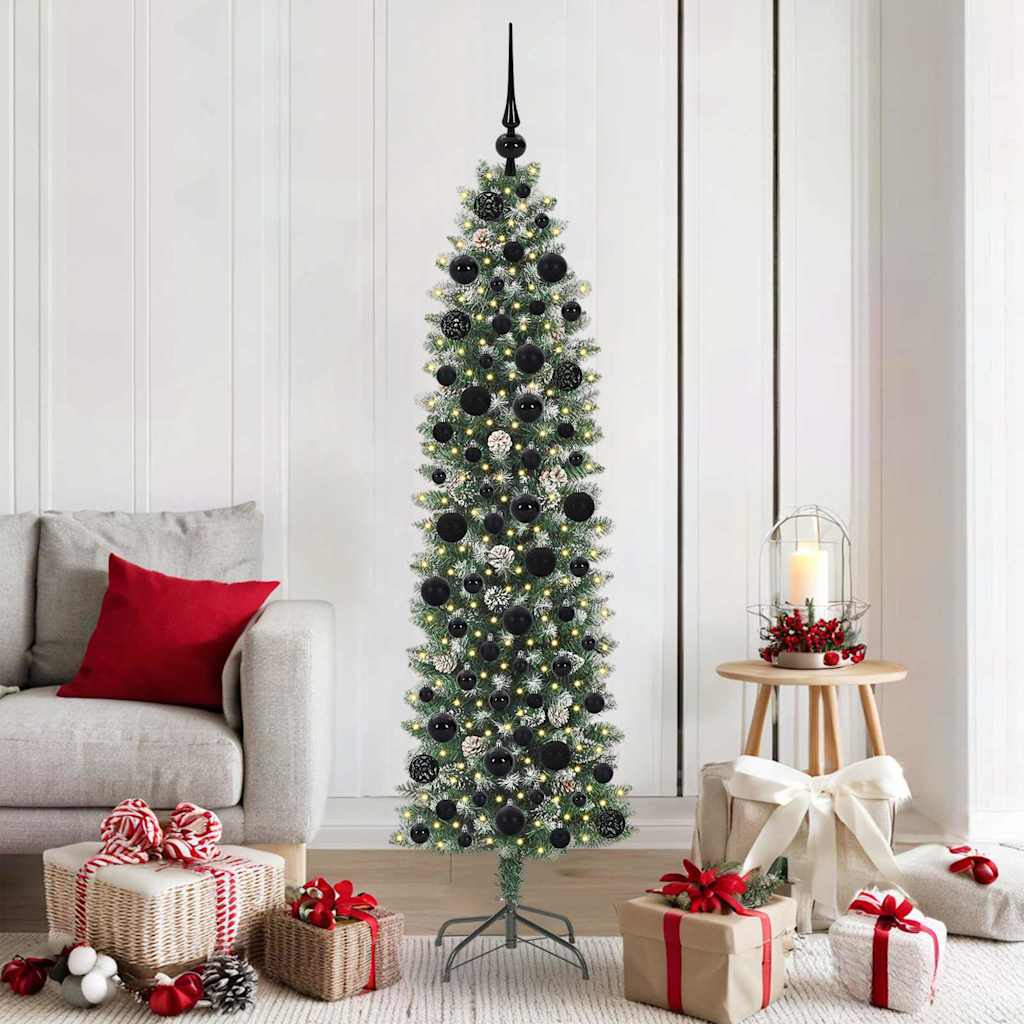 Albero di Natale Artificiale Sottile Verde e Bianco 180 cm | homemem39