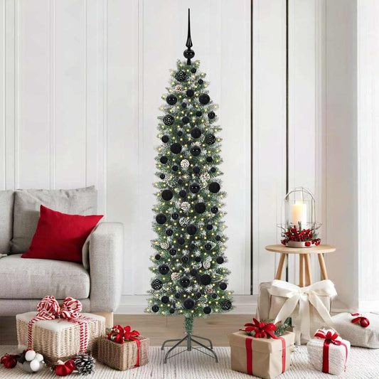 Albero di Natale Artificiale Sottile Verde e Bianco 180 cm | homemem39