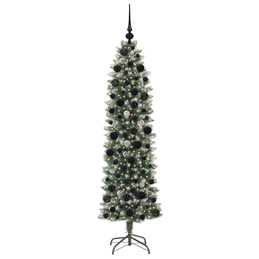 Albero di Natale Artificiale Sottile Verde e Bianco 180 cm | homemem39
