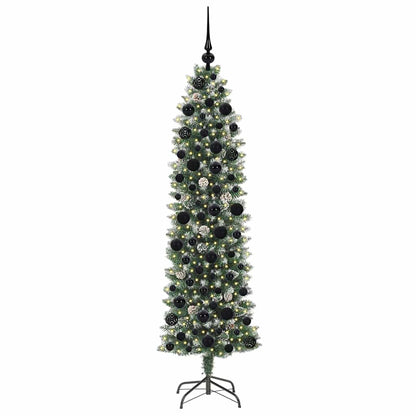 Albero di Natale Artificiale Sottile Verde e Bianco 180 cm | homemem39