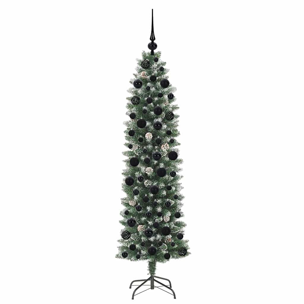 Albero di Natale Artificiale Sottile Verde e Bianco 180 cm | homemem39