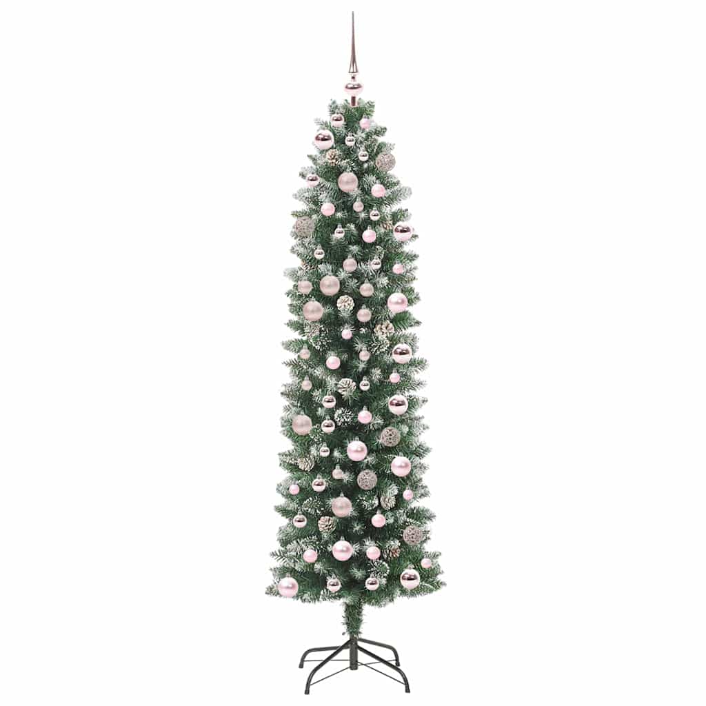 Albero di Natale Artificiale Sottile Verde e Bianco 180 cm | homemem39