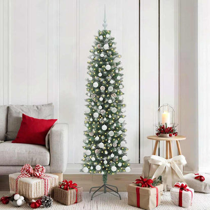 Albero di Natale Artificiale Sottile Verde e Bianco 180 cm | homemem39