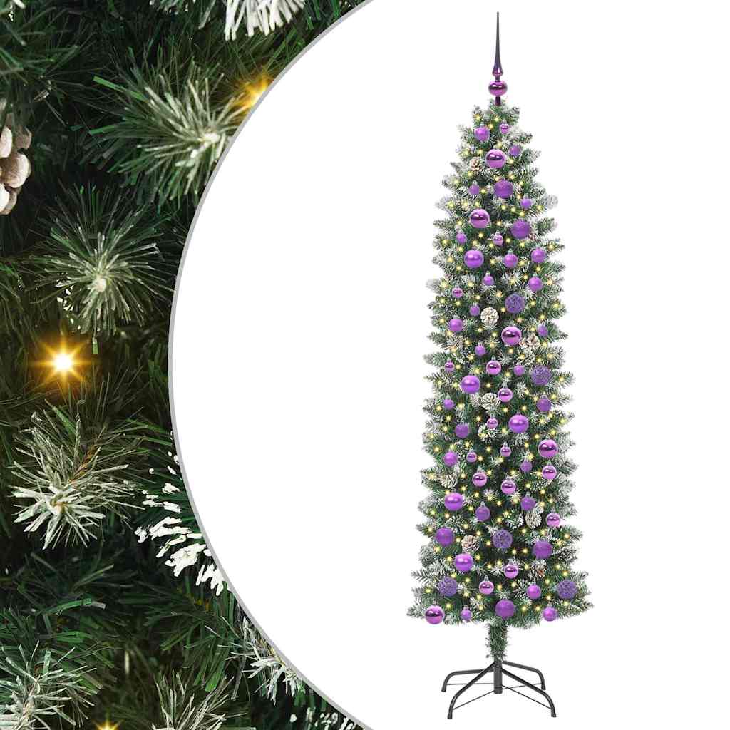 Albero di Natale Artificiale Sottile Verde e Bianco 180 cm | homemem39
