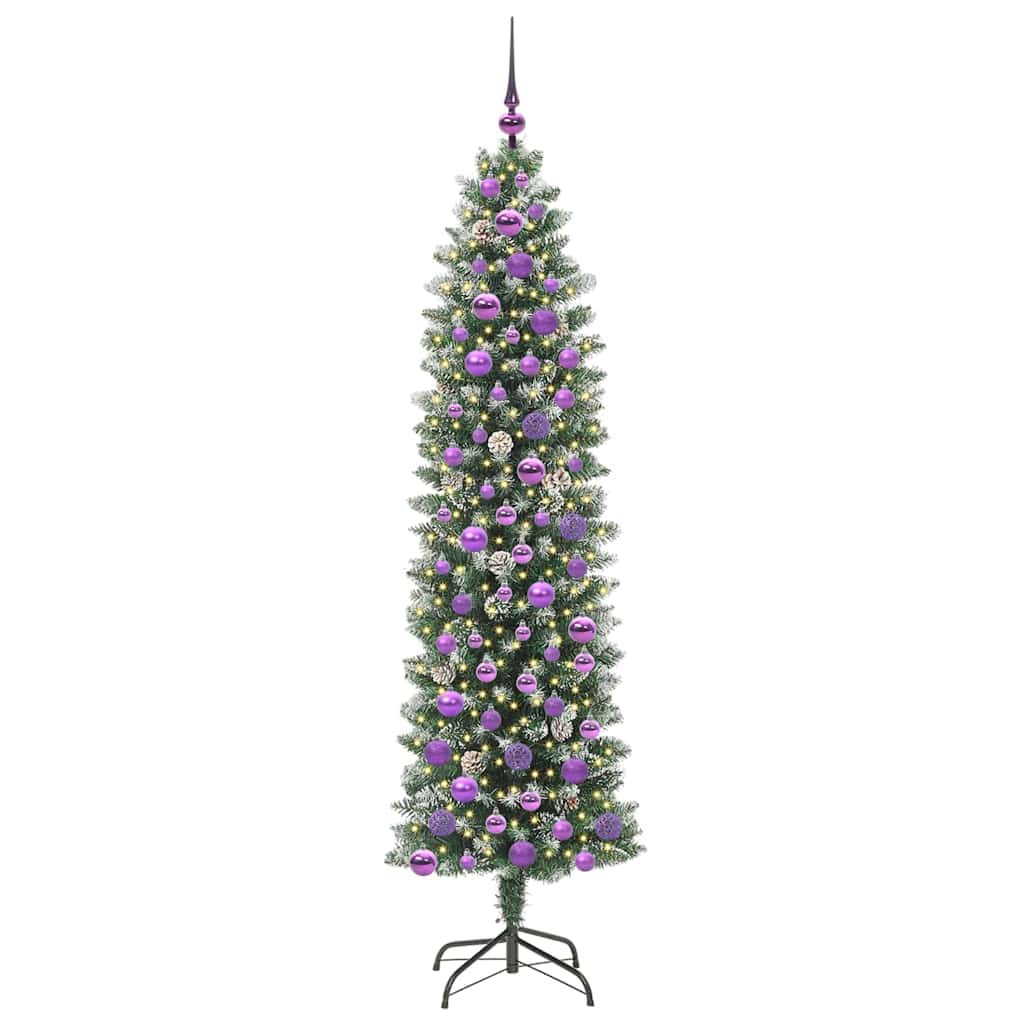 Albero di Natale Artificiale Sottile Verde e Bianco 180 cm | homemem39