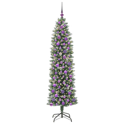 Albero di Natale Artificiale Sottile Verde e Bianco 180 cm | homemem39