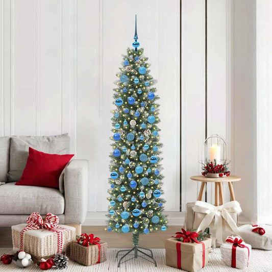 Albero di Natale Artificiale Sottile Verde e Bianco 180 cm | homemem39