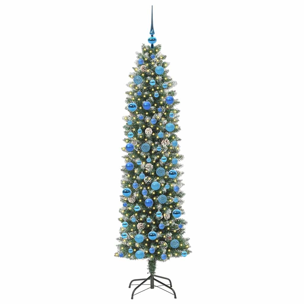 Albero di Natale Artificiale Sottile Verde e Bianco 180 cm | homemem39