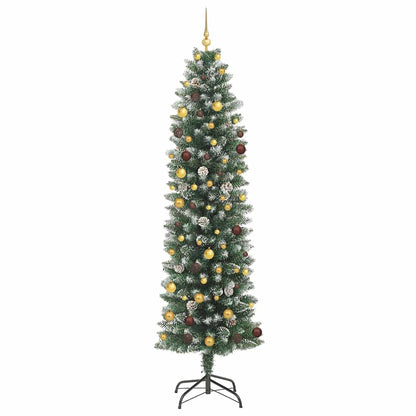 Albero di Natale Artificiale Sottile Verde e Bianco 240 cm | homemem39