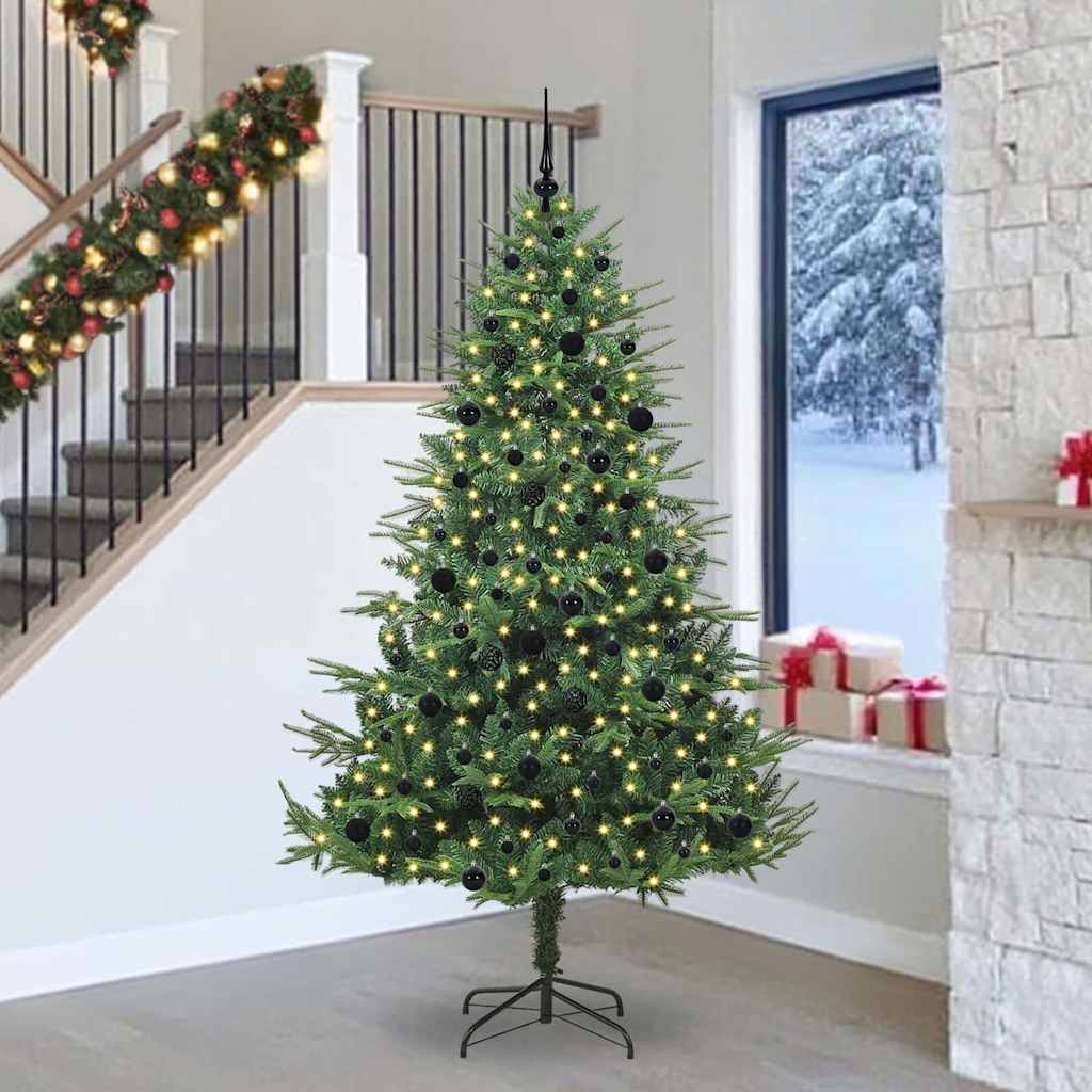Albero di Natale Artificiale Pre-illuminato con Set di Palline