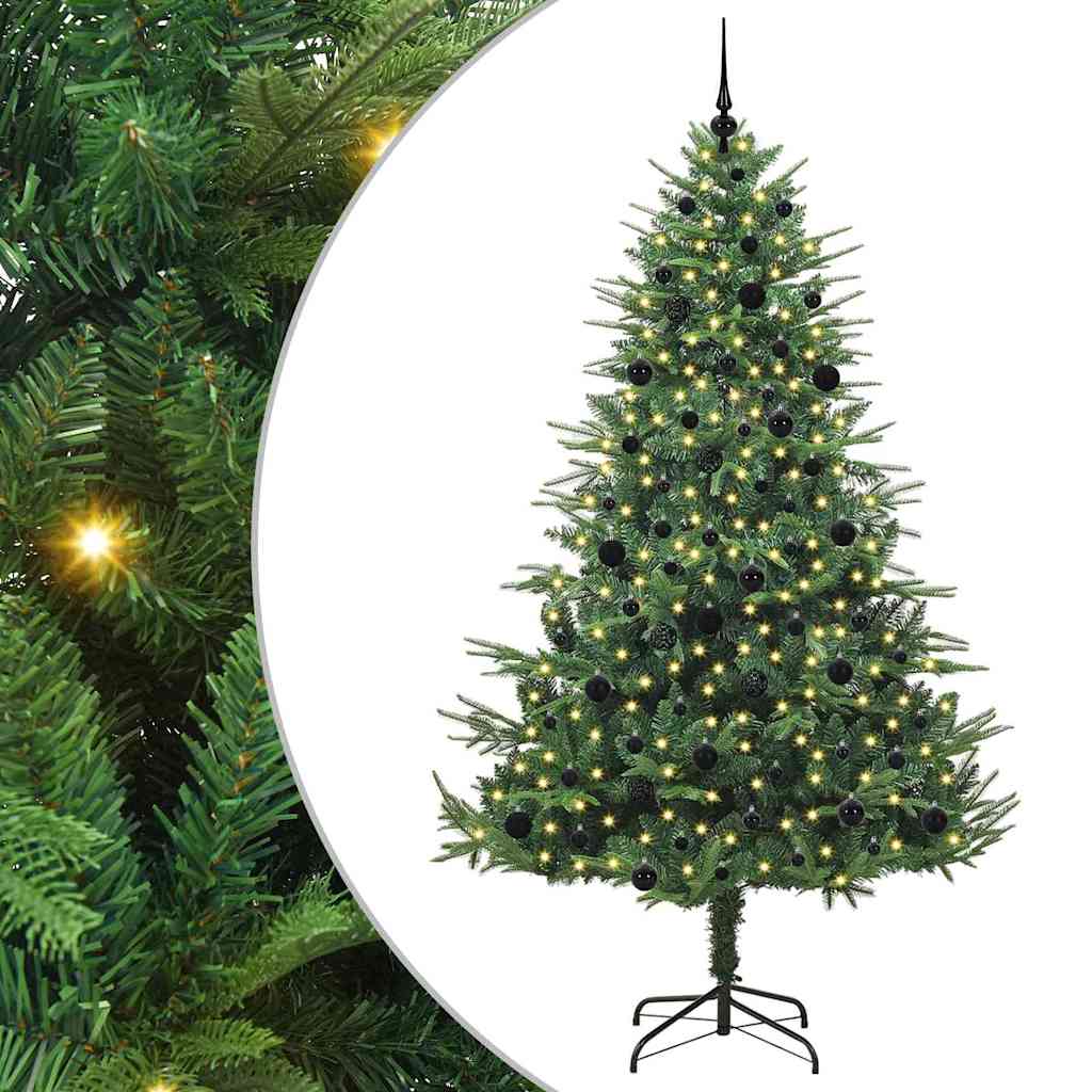 Albero di Natale Artificiale Pre-illuminato con Set di Palline